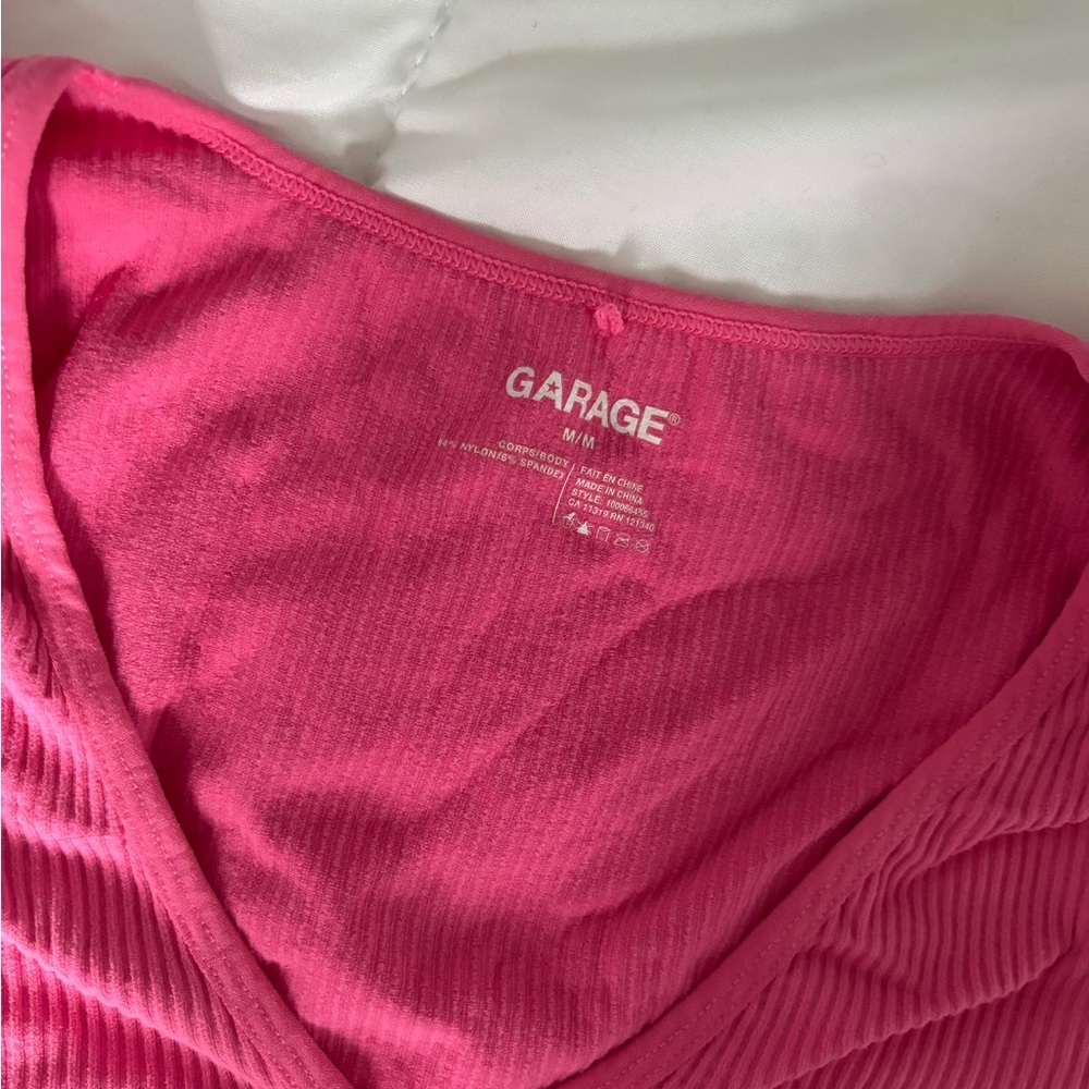 Garage Vibrant Pink Ribbed Tee - Picture 2 of 2
